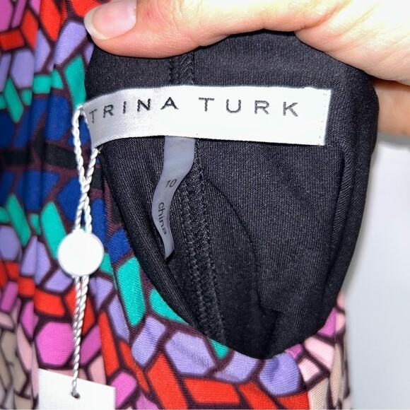 NWT Trina Turk Multicolor Geometric Print Dress Mini Casual Size 10 - Picture 6 of 8